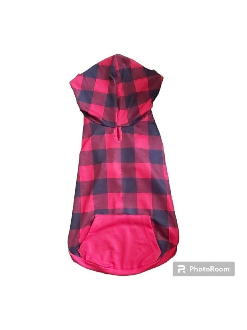 RED/BLACK Plaid Dog Hoodie Polyester Blend Shirt - Size Large